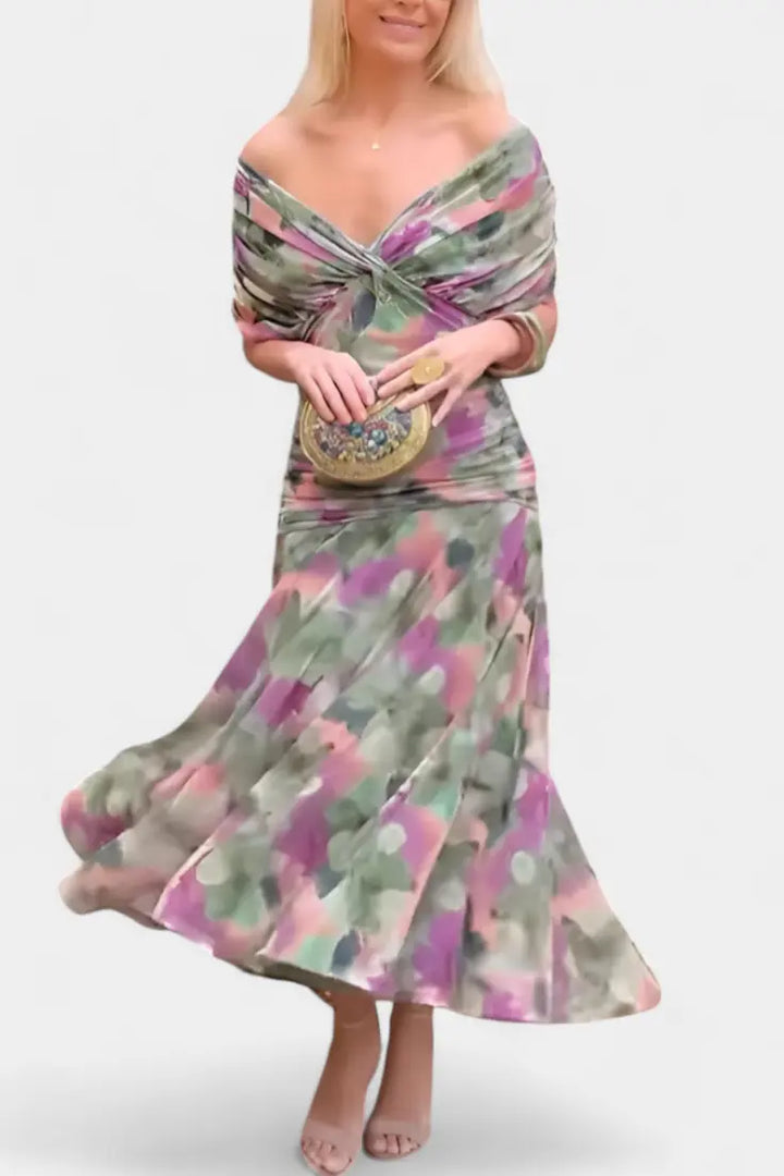 Blair | Women Off Shoulder Ruched Maxi Dress Luvy Boutique