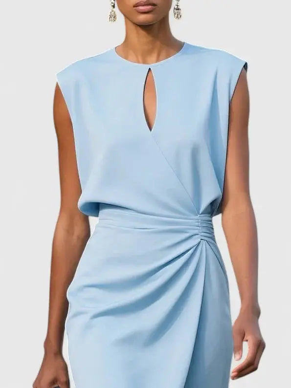 Alyssa | Women’s Elegant Sleeveless Ruched Midi Dress Luvy Boutique