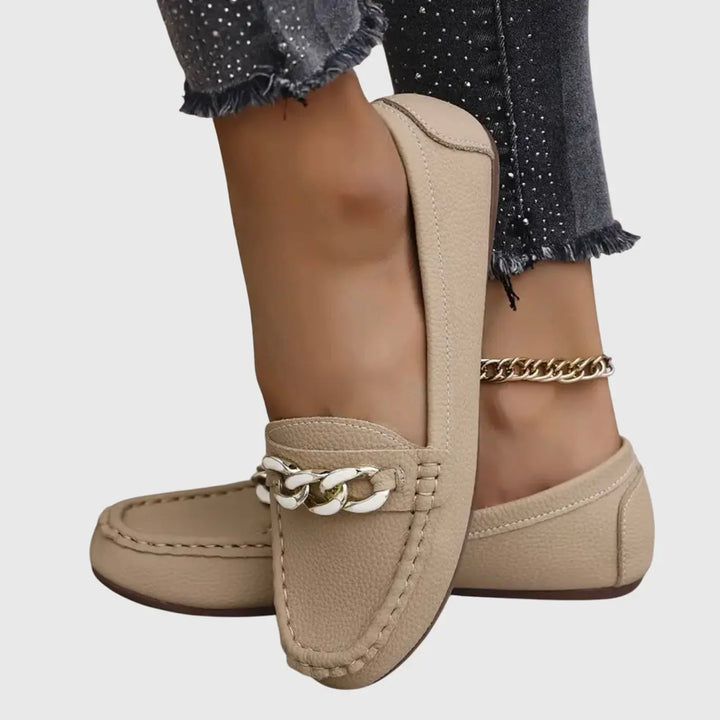 Clara | Womens Chain Detail Slip On Loafers Luvy Boutique