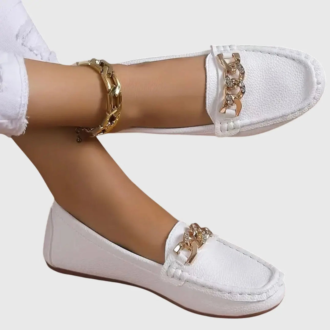 Clara | Womens Chain Detail Slip On Loafers Luvy Boutique