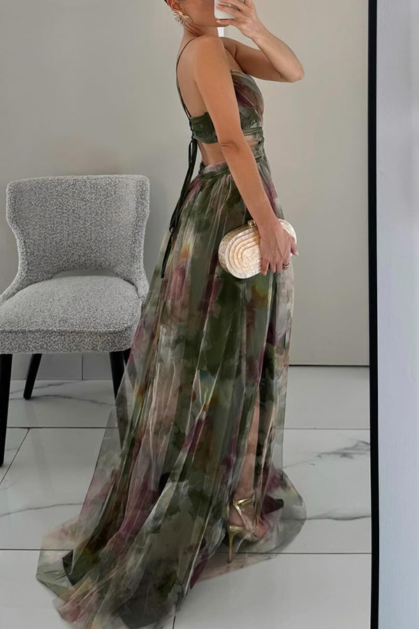 Amelia | Women’s  Print Spaghetti Strap Maxi Dress Luvy Boutique