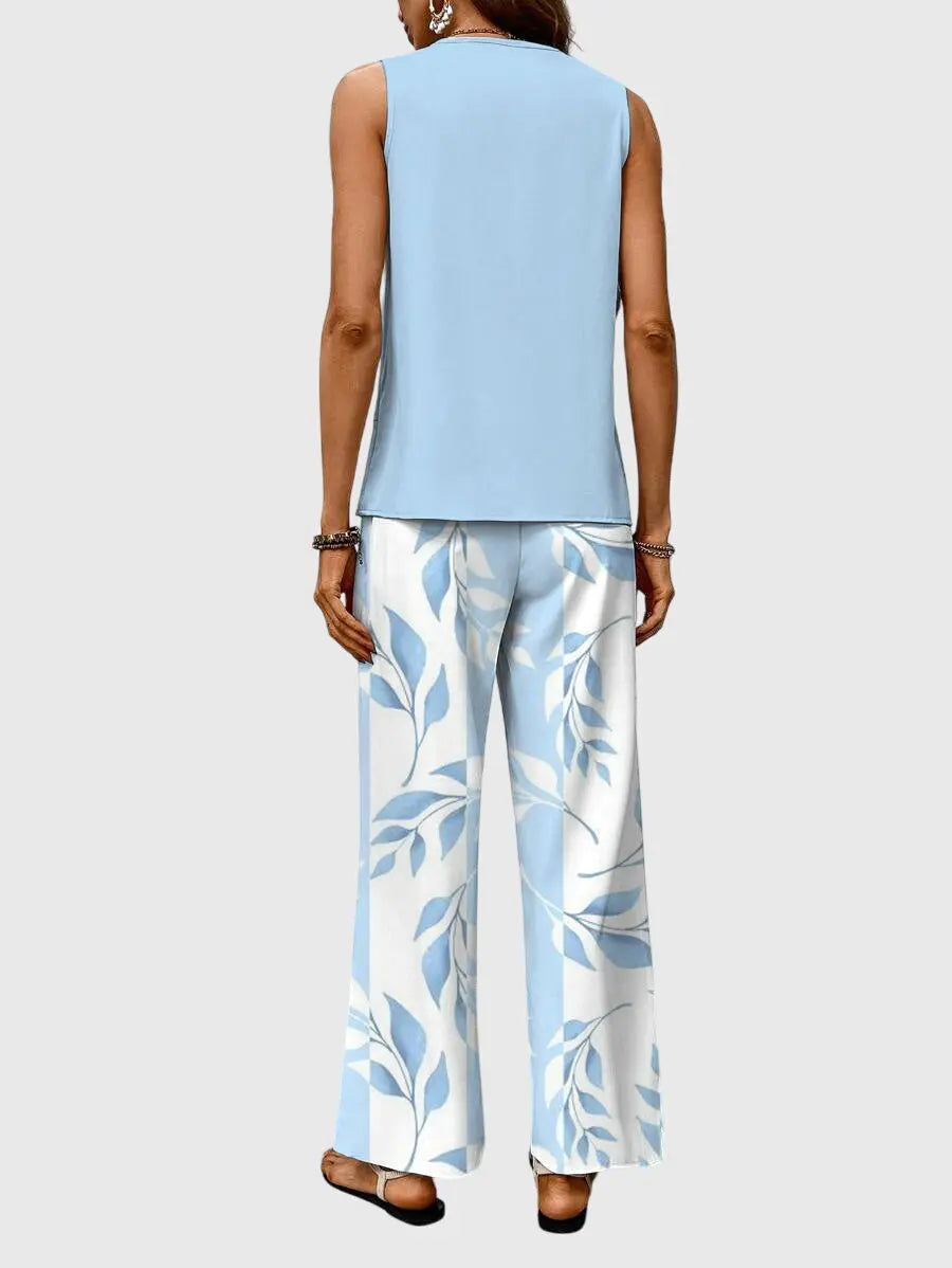 Abigail | Womens Two Piece Wide Leg Pants Set Luvy Boutique