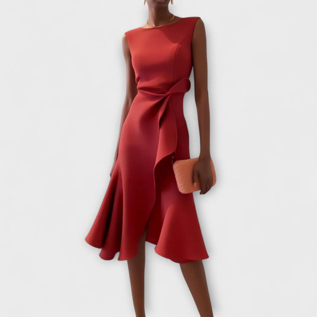 Grace | Women Sleeveless Ruffle Hem Midi Dress Luvy Boutique