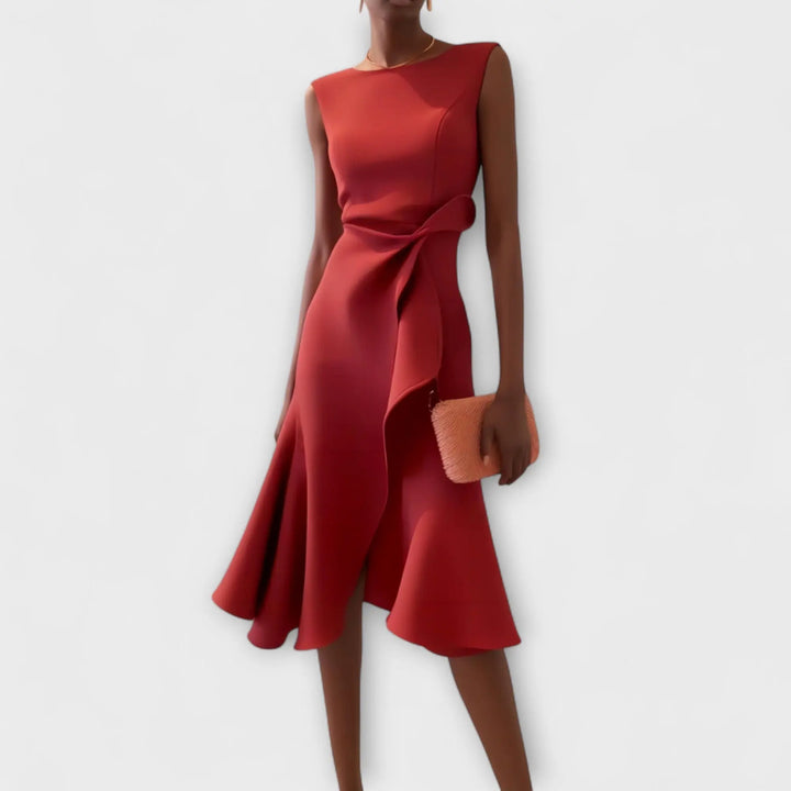 Grace | Women Sleeveless Ruffle Hem Midi Dress Luvy Boutique