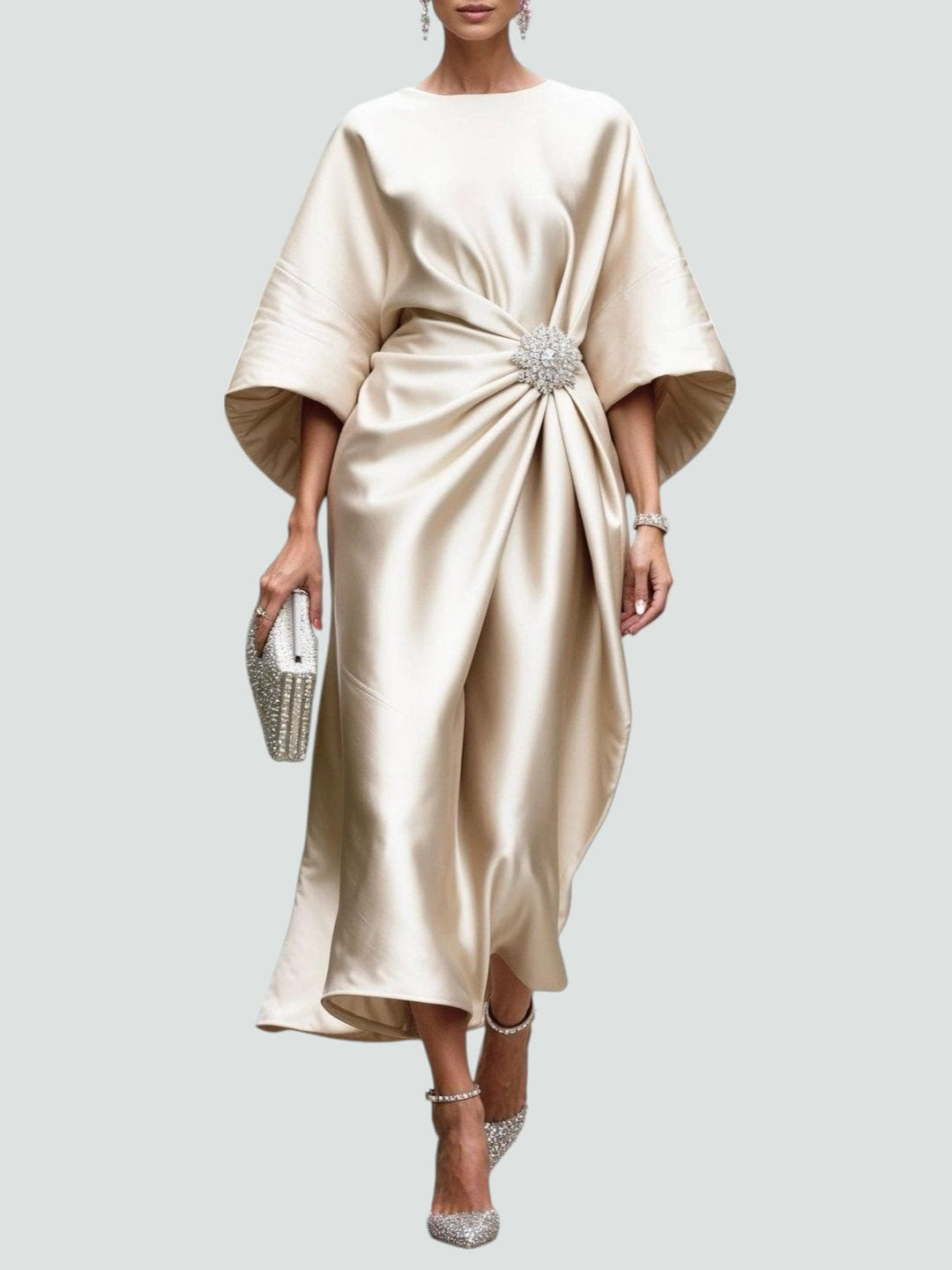 Blair | Women’s Draped Midi Party Dress Luvy Boutique