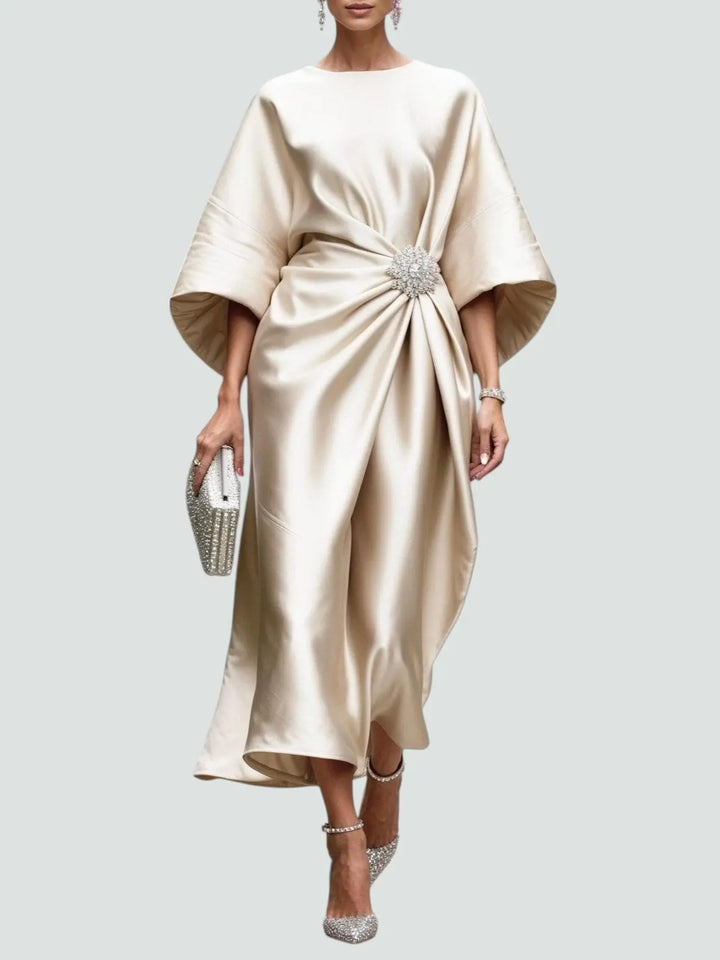Bianca | Womens Draped Batwing Sleeve Midi Dress Luvy Boutique