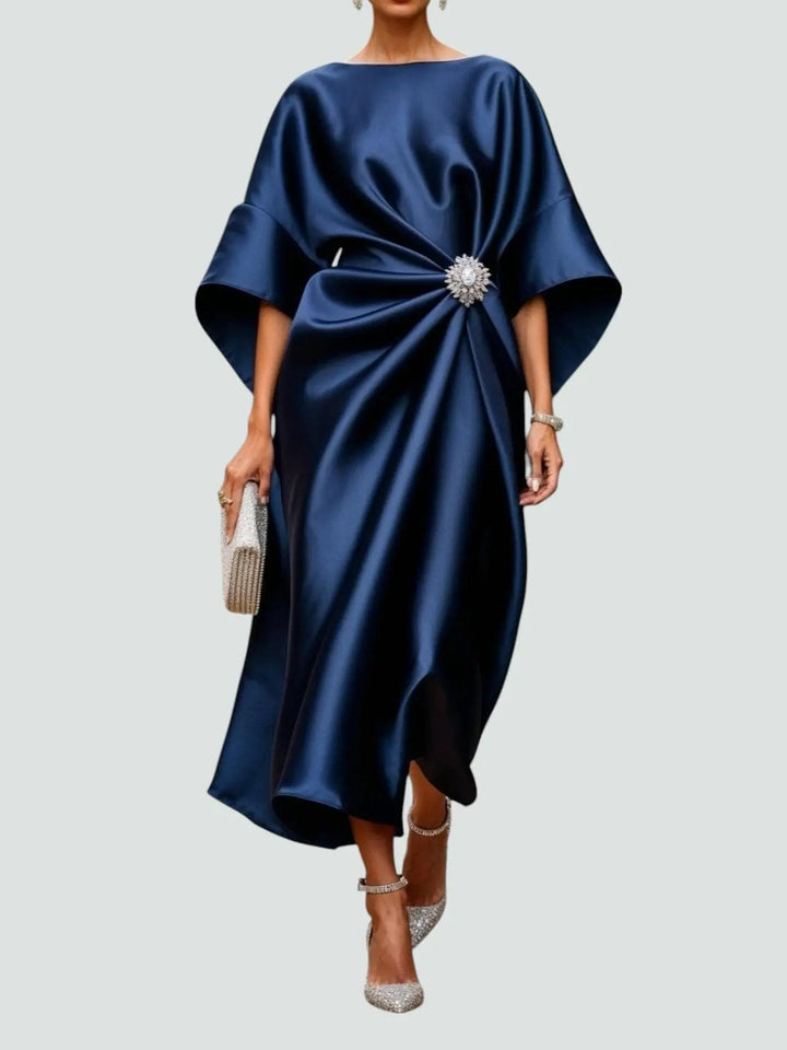 Faith | Women Batwing Sleeve Draped Midi Dress Luvy Boutique