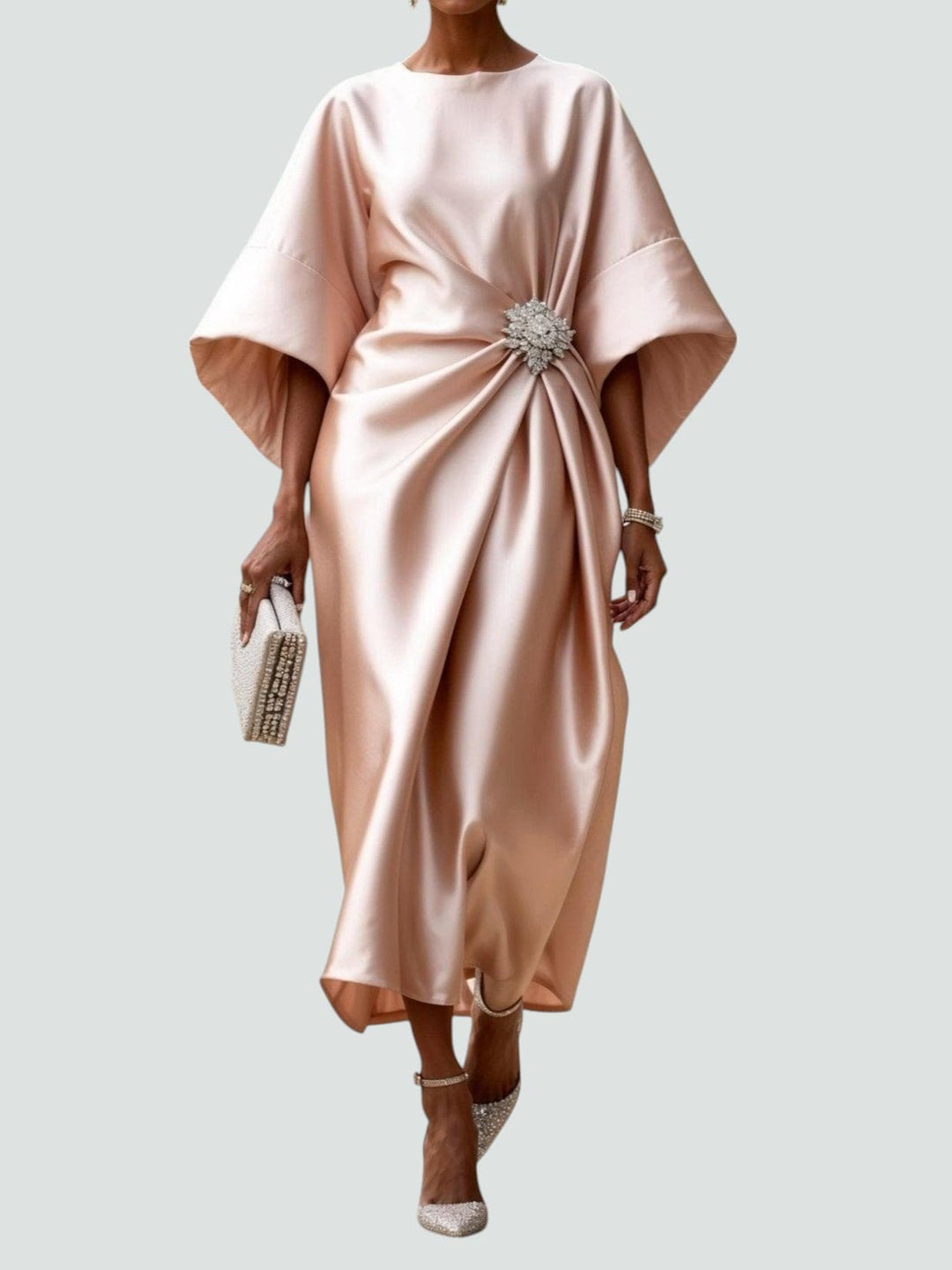 Blair | Women’s Draped Midi Party Dress Luvy Boutique