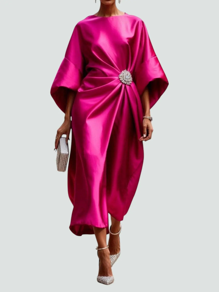Ashley | Women’s Elegant Draped Midi Dress Luvy Boutique