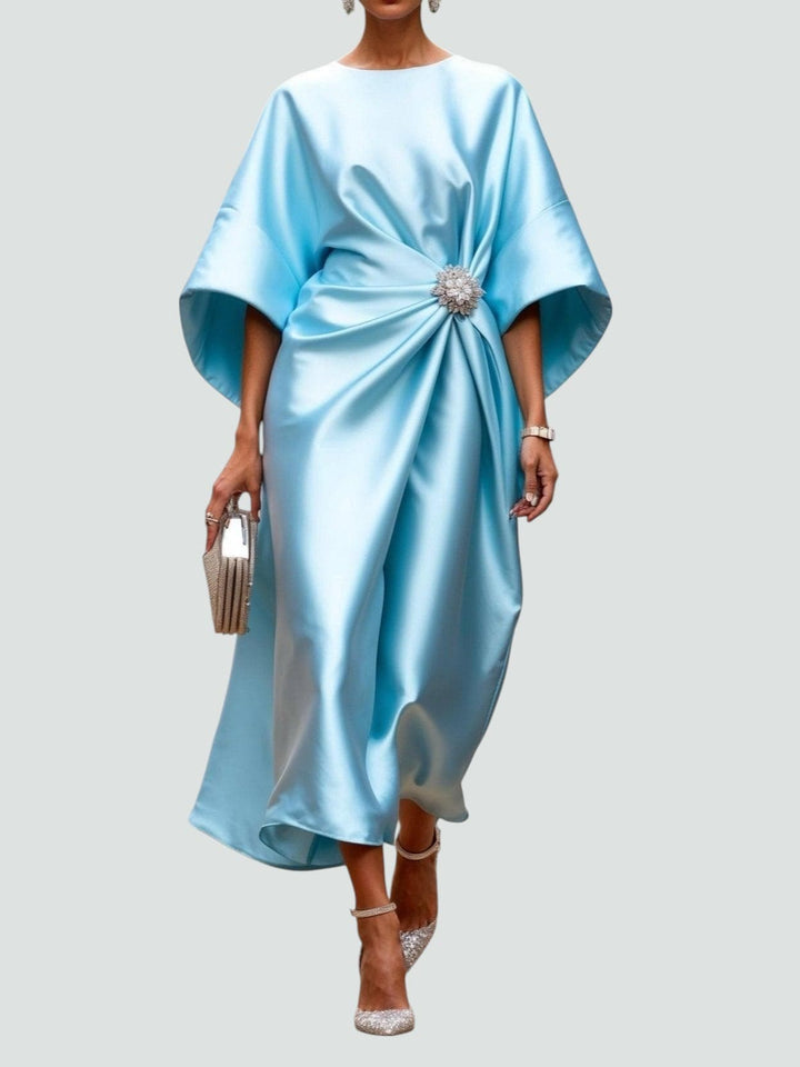 Blair | Women’s Draped Midi Party Dress Luvy Boutique