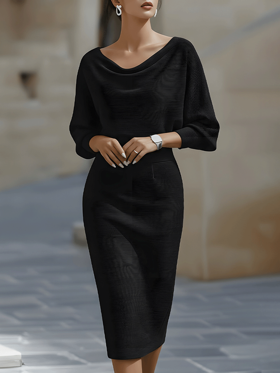 Isabella | Women Elegant Stretch Comfortable Midi Dress Luvy Boutique