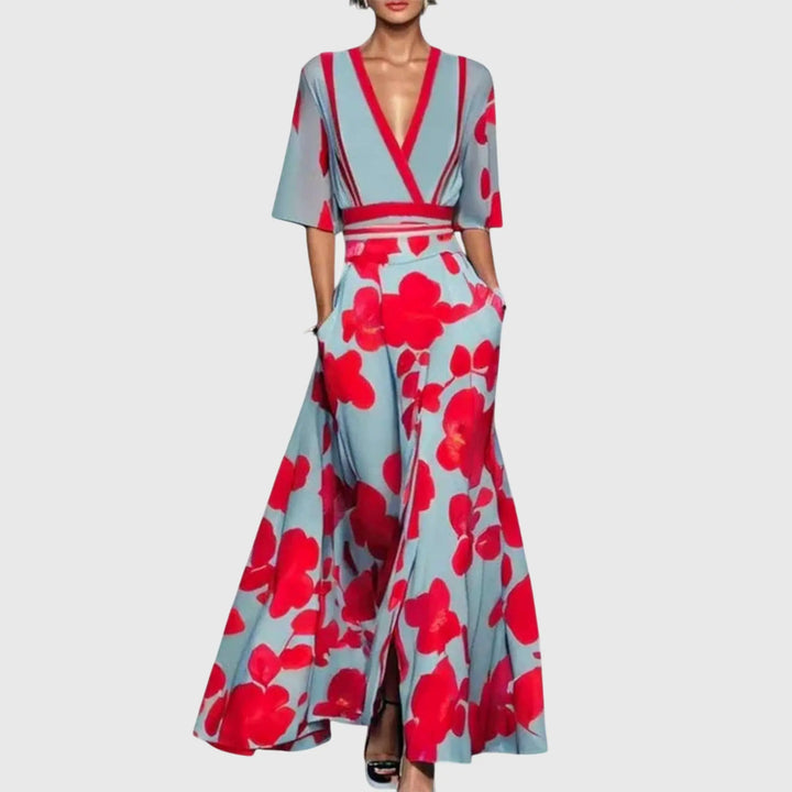 Blair | Women’s Floral V Neck Maxi Dress Luvy Boutique