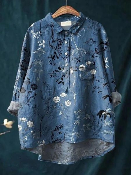 Audrey | Womens Floral Button Up Long Sleeve Shirt Luvy Boutique