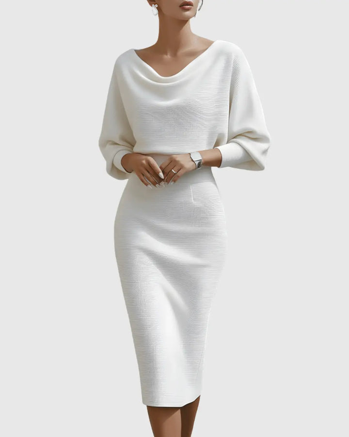 Ava | Women’s Draped Batwing Sleeve Midi Dress Luvy Boutique
