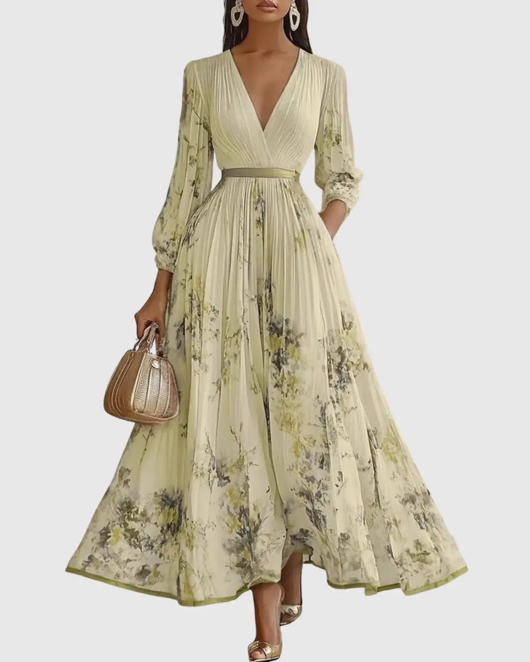 Evelyn | Women’s Elegant Pleated Floral Maxi Dress Luvy Boutique