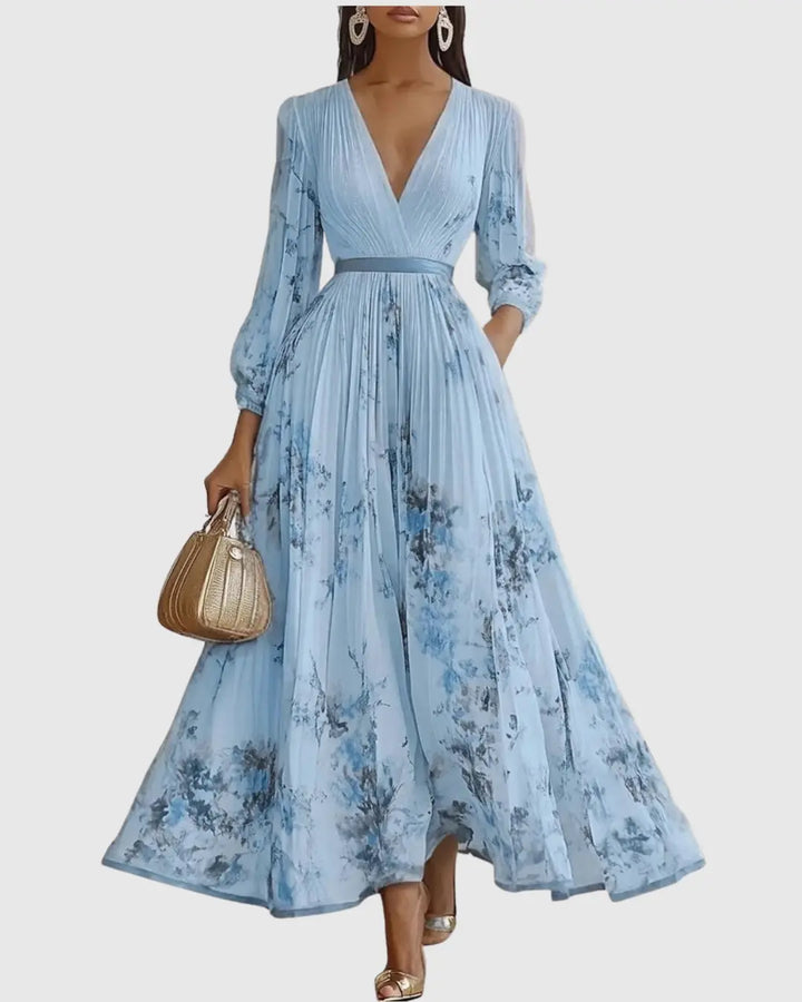 Evelyn | Women’s Elegant Pleated Floral Maxi Dress Luvy Boutique