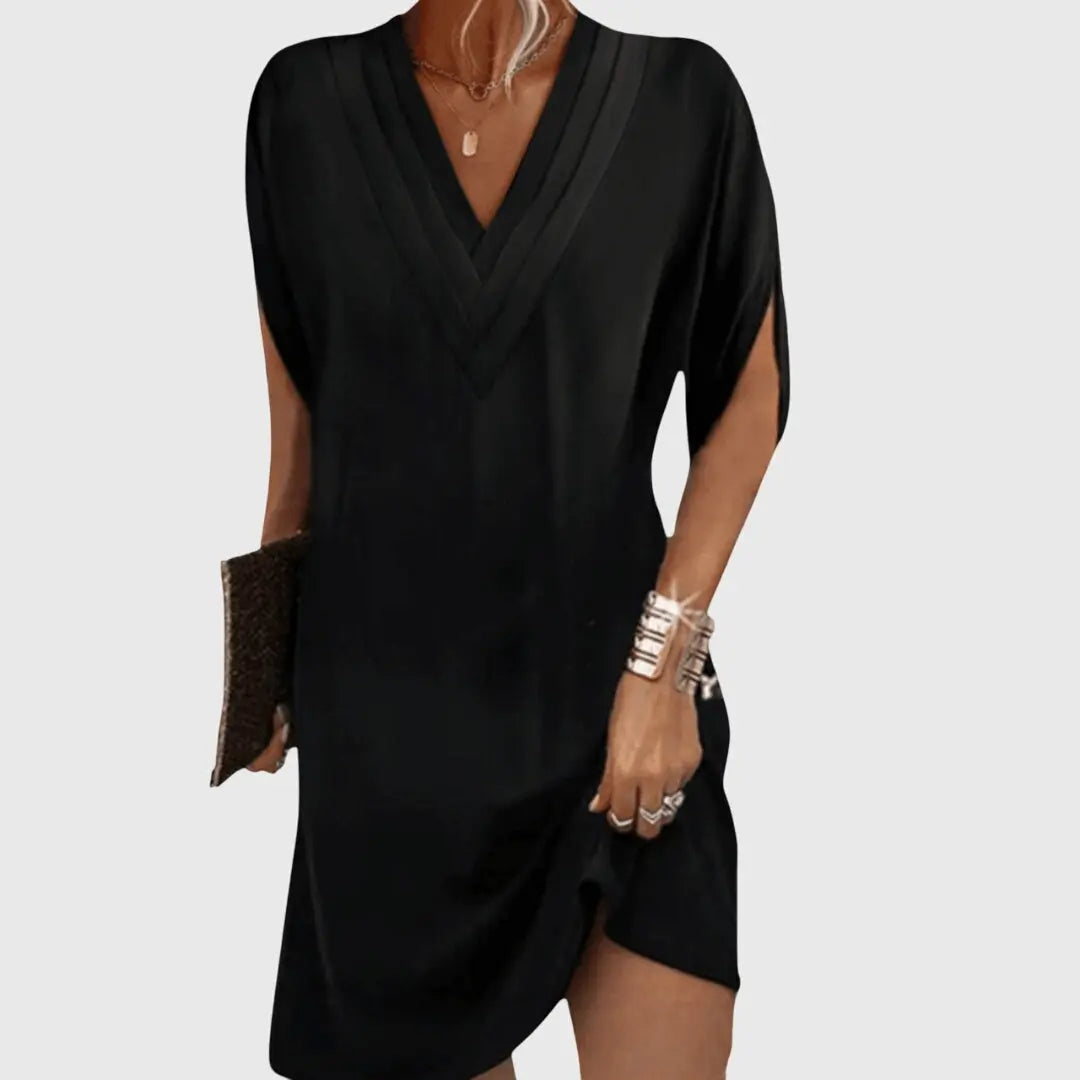 Jenna | Women’s Elegant Tummy-Hiding V-Neck Relaxed Fit Dress Luvy Boutique