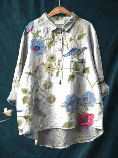 Audrey | Womens Floral Button Up Long Sleeve Shirt Luvy Boutique
