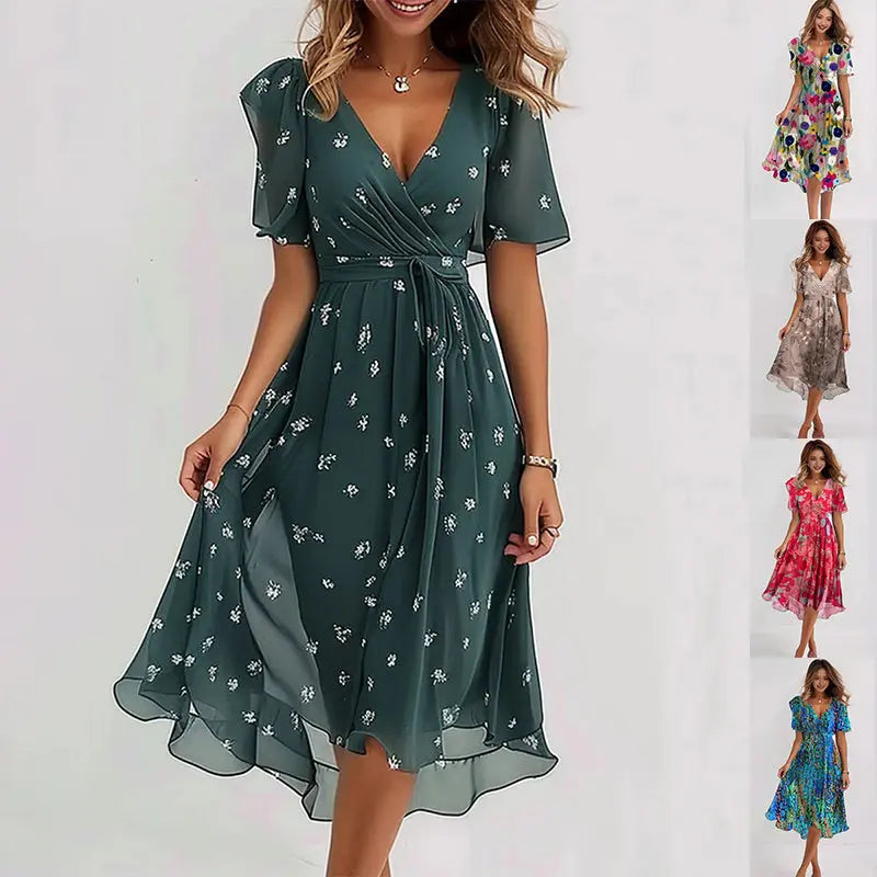 Nallely | Stylish Floral Wrap Dress Luvy Boutique