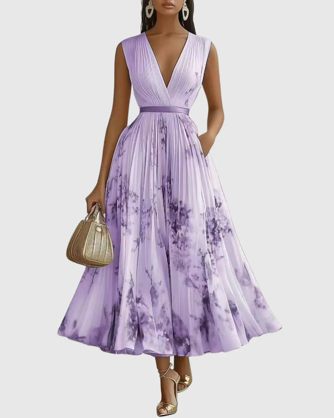 Evelyn | Women’s Elegant Pleated Floral Maxi Dress Luvy Boutique