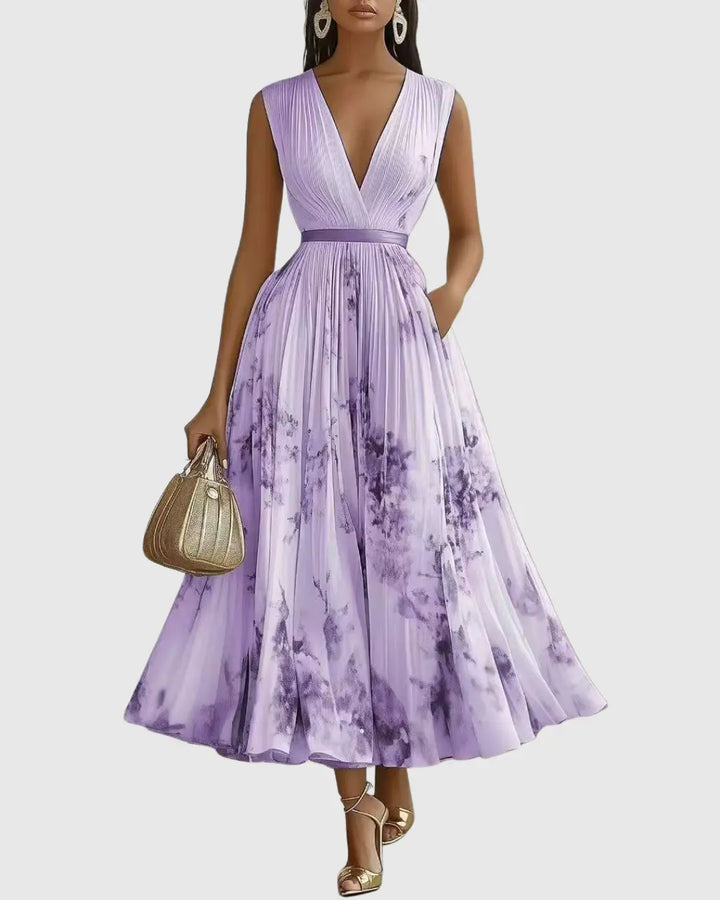 Evelyn | Women’s Elegant Pleated Floral Maxi Dress Luvy Boutique