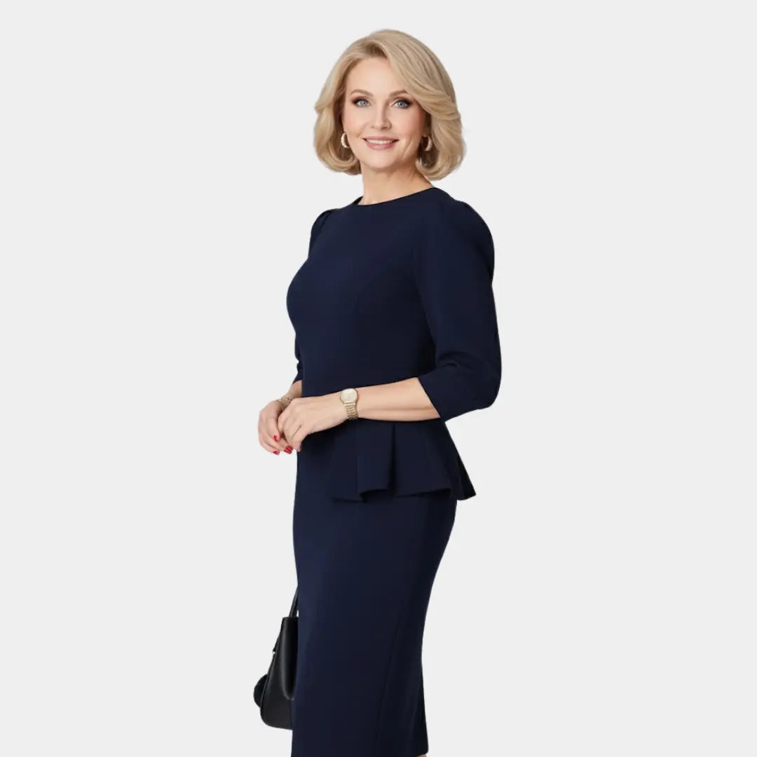 Caroline | Women’s Ruffle Midi Dress with Belt Luvy Boutique