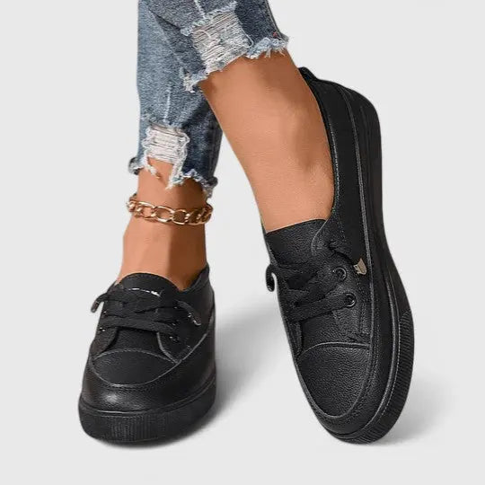 Brooklyn | Women’s Classic White Lace-Up Casual Sneakers Luvy Boutique