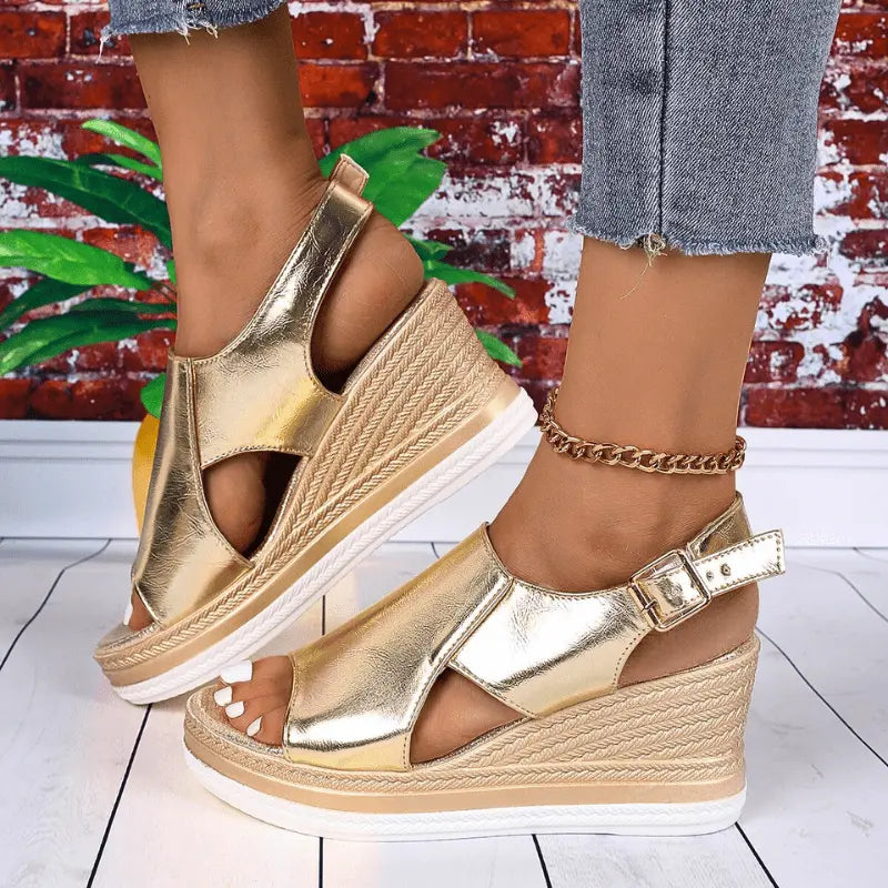 Claire | Womens Metallic Platform Comfort Sandals Luvy Boutique