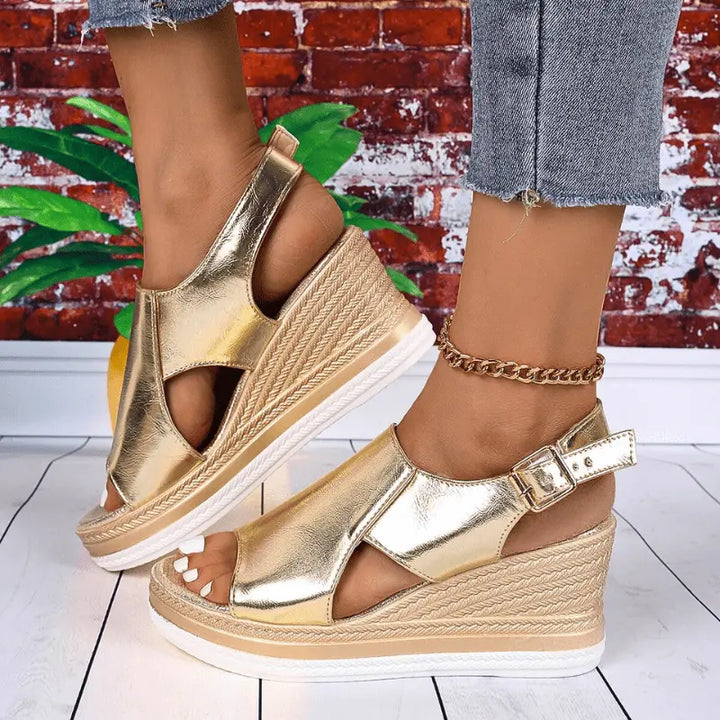 Claire | Womens Metallic Platform Comfort Sandals Luvy Boutique