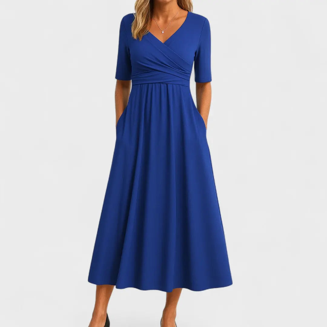 Audrey | Women’s V Neck Short Sleeve Maxi Dress Luvy Boutique