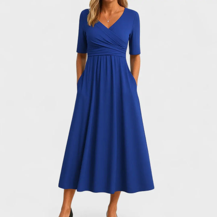 Audrey | Women’s V Neck Short Sleeve Maxi Dress Luvy Boutique