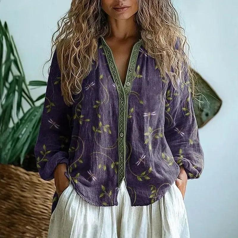 Ava | Women Floral Print Long Sleeve Top Luvy Boutique