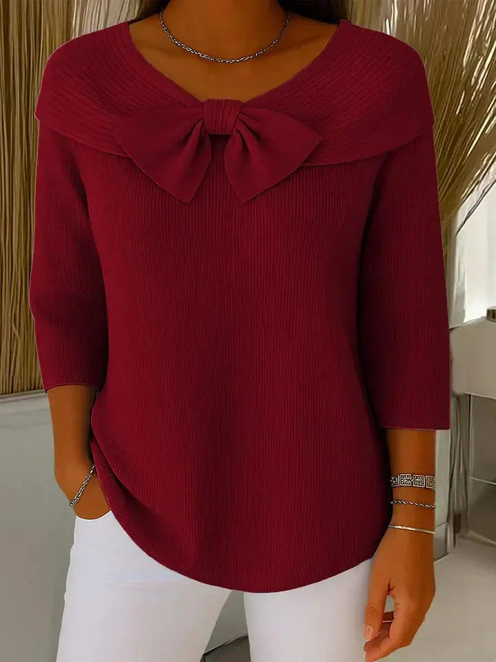 Grace | Womens Bow Detail Three Quarter Sleeve Top Luvy Boutique