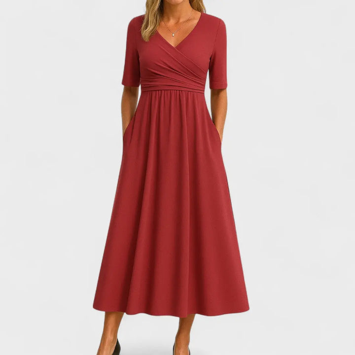 Ava | Womens V Neck Short Sleeve Maxi Dress Luvy Boutique