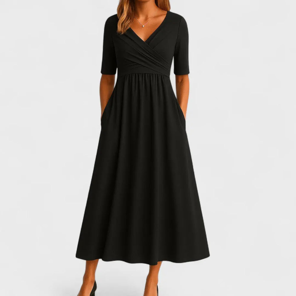 Ava | Womens V Neck Short Sleeve Maxi Dress Luvy Boutique