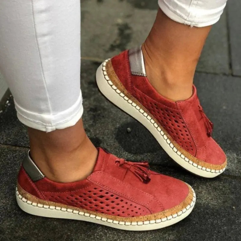 Caroline | Womens Perforated Slip On Casual Sneakers Luvy Boutique