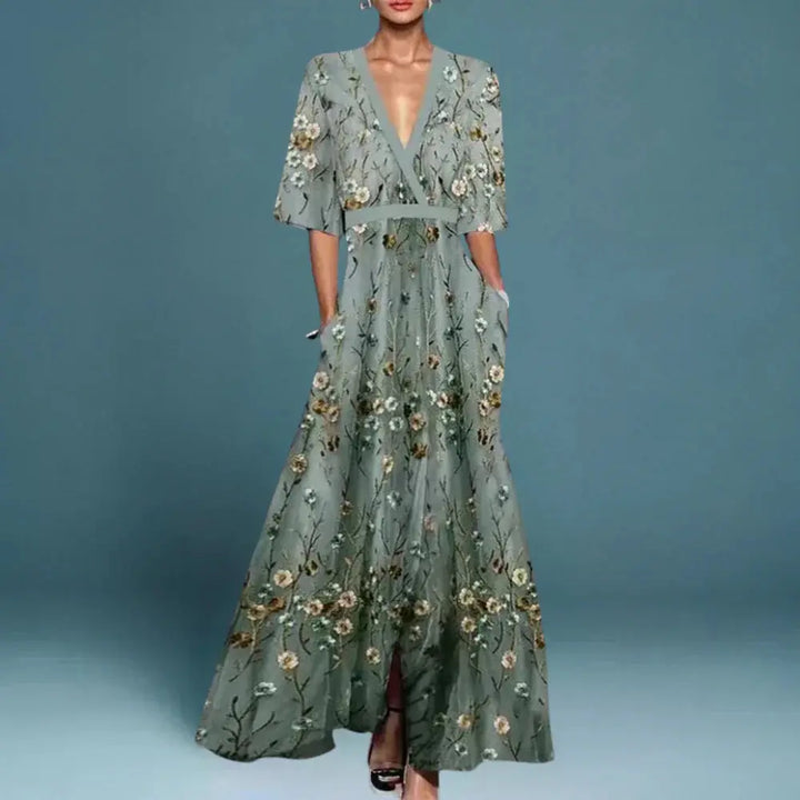 Jamie | Stylish V-Neck Floral Maxi Dress Luvy Boutique