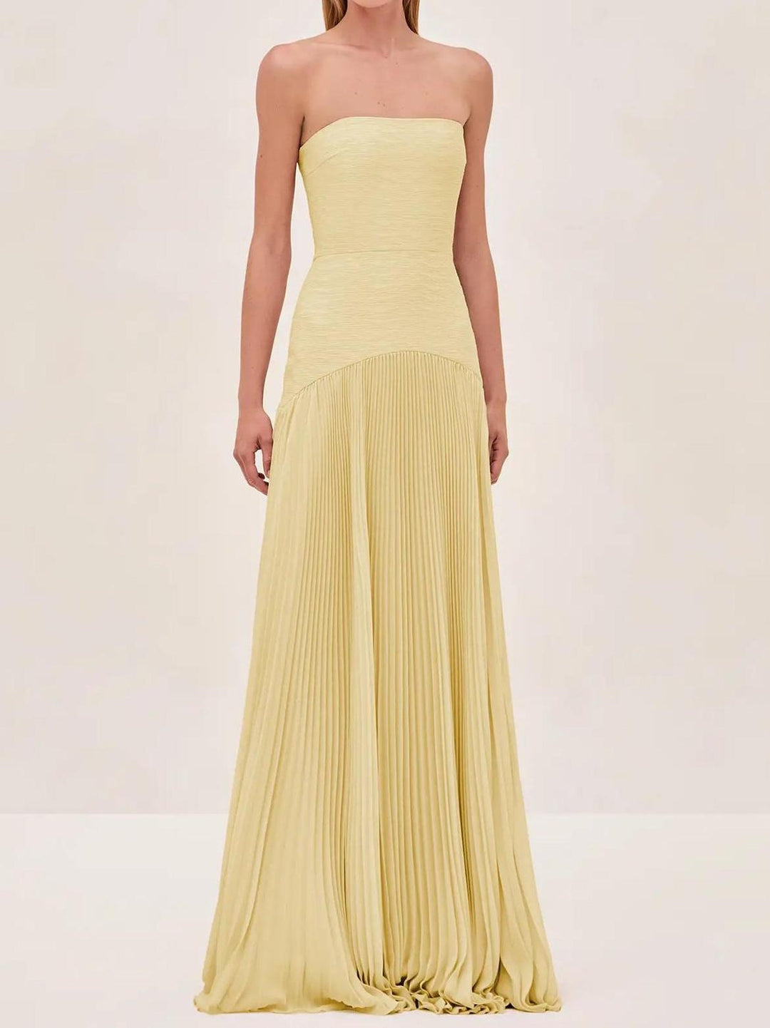 Emily | Women's Strapless Pleated Maxi Wedding Guest Dress Luvy Boutique
