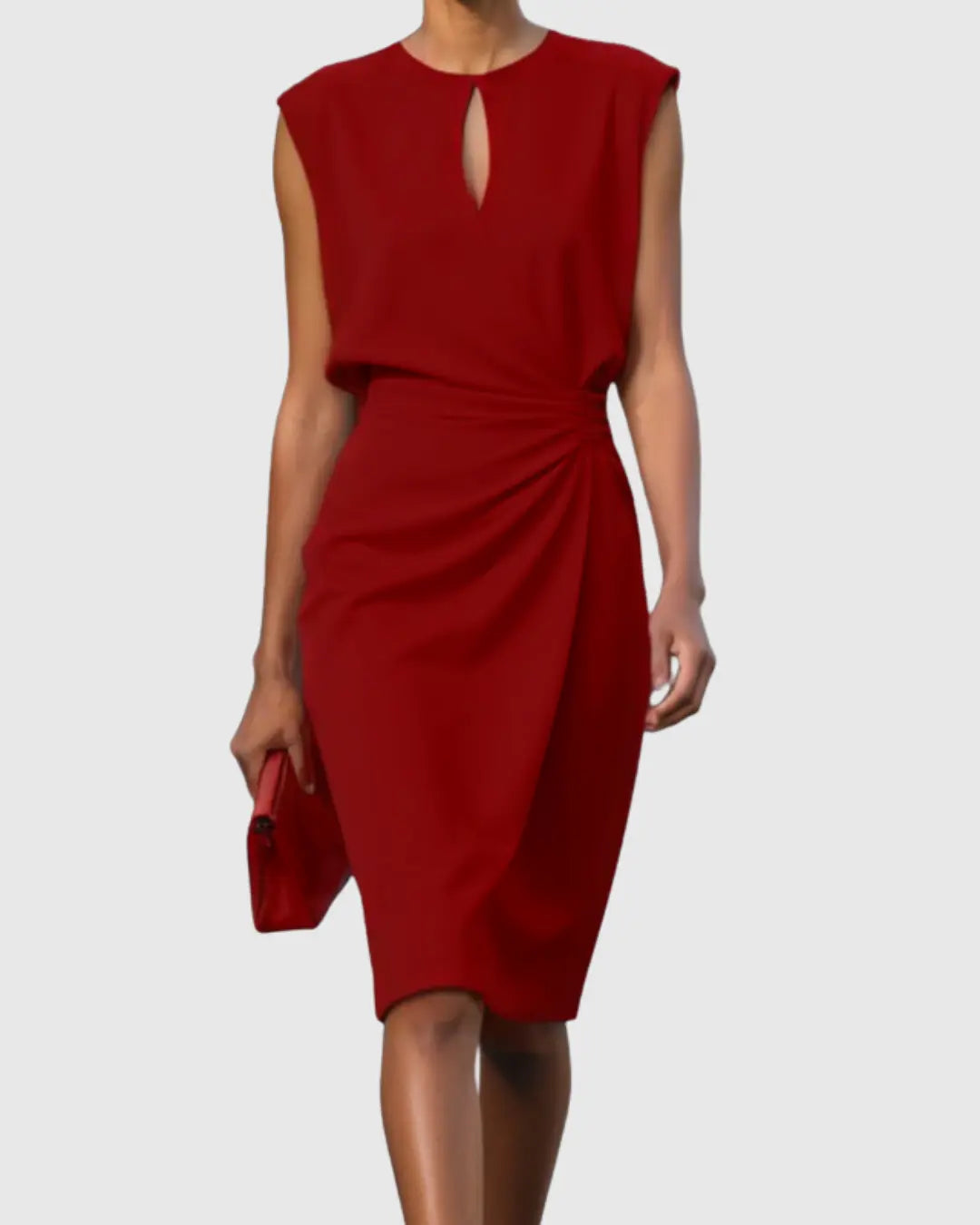 Georgia | Women’s Keyhole Neck Draped Midi Dress Luvy Boutique