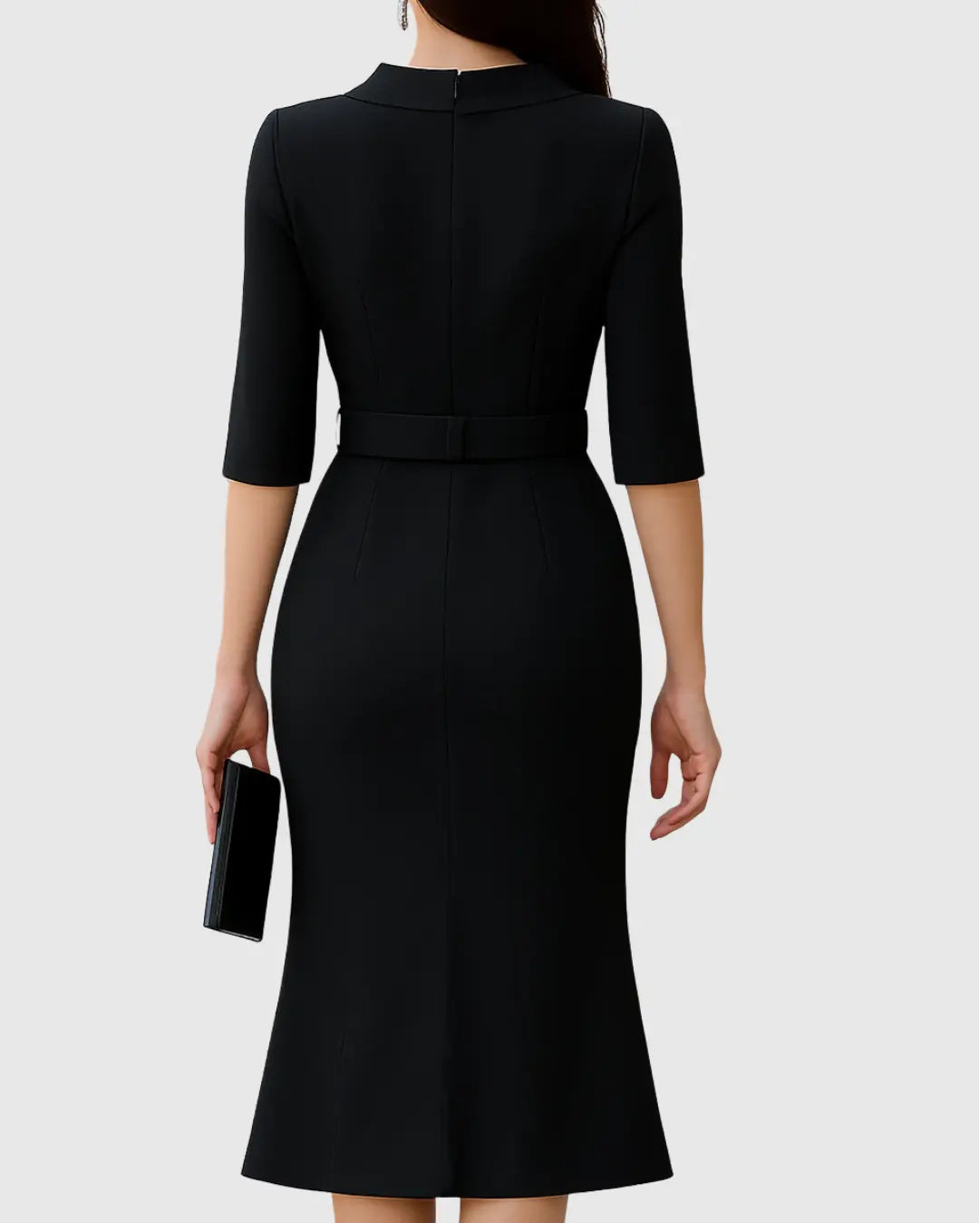 Eleanor | Womens Elegant Belted Midi Dress Luvy Boutique