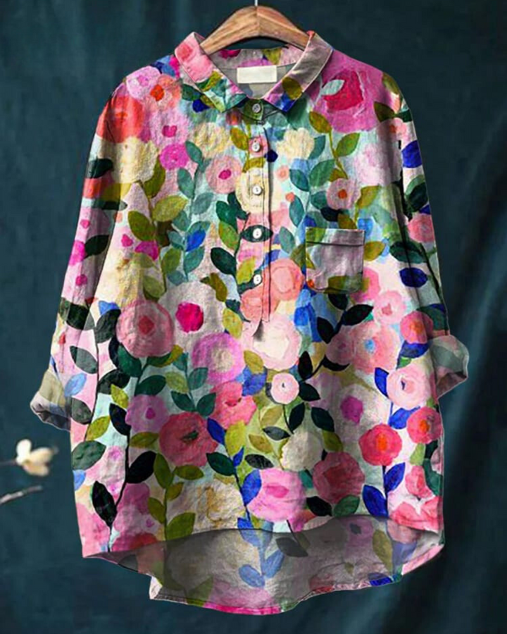 Audrey | Womens Floral Button Up Long Sleeve Shirt Luvy Boutique