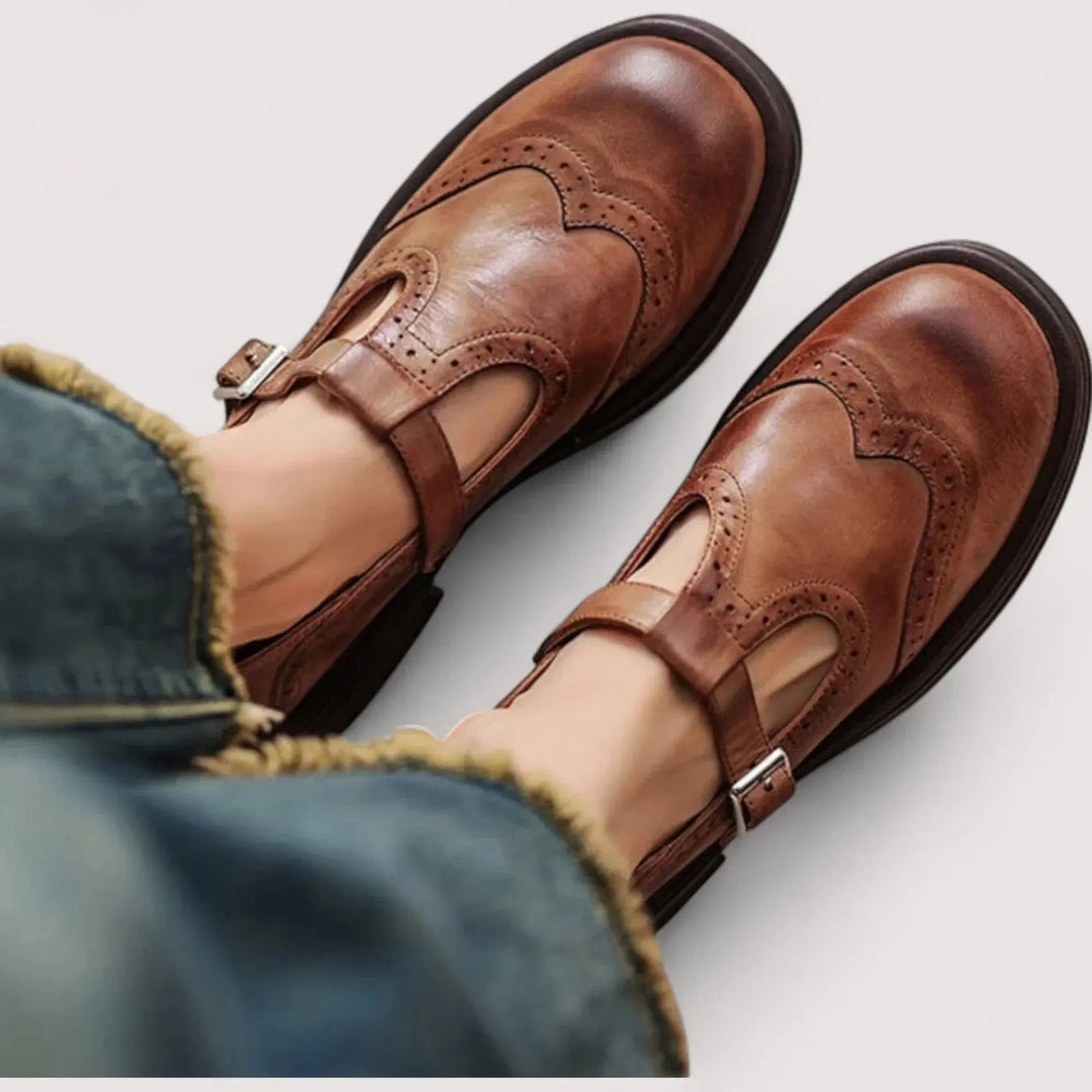 Samantha | Women’s Buckle Strap Classic Leather Shoes Luvy Boutique