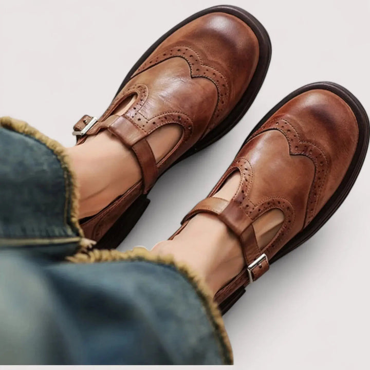 Samantha | Women’s Buckle Strap Classic Leather Shoes Luvy Boutique