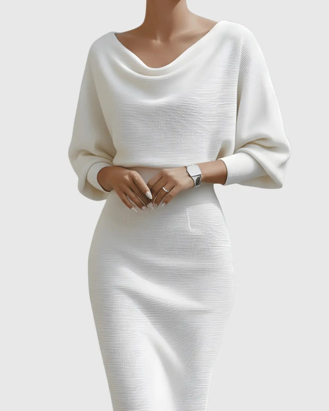Ava | Women’s Draped Batwing Sleeve Midi Dress Luvy Boutique