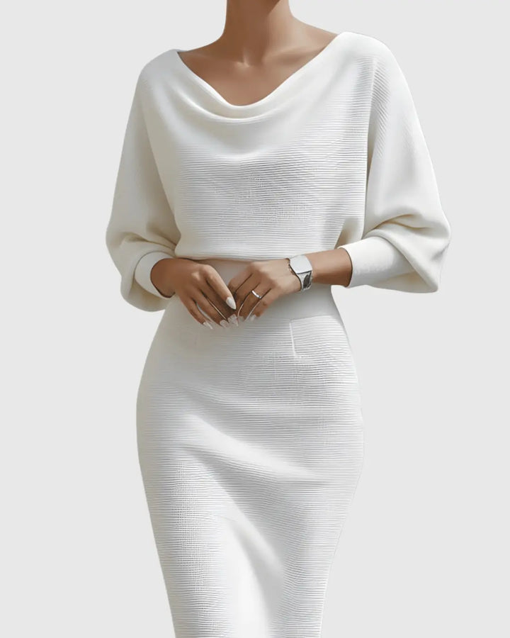 Ava | Women’s Draped Batwing Sleeve Midi Dress Luvy Boutique