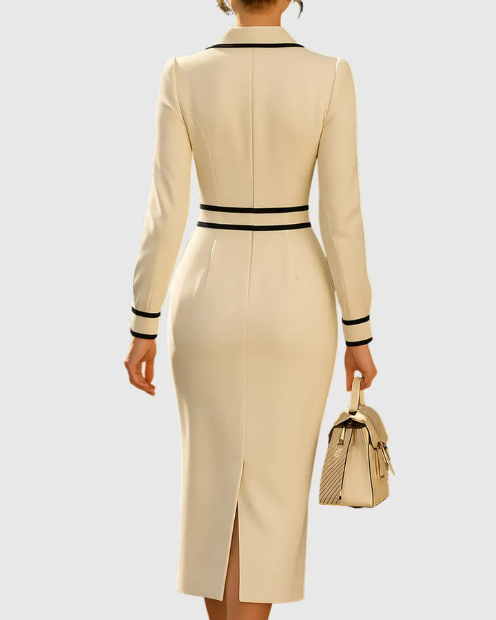 Abigail | Women’s Button Front Tailored Midi Dress Luvy Boutique
