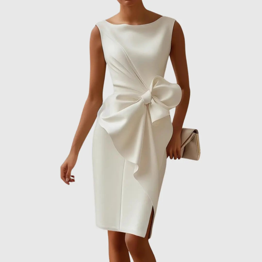 Destiny | Womens Elegant Bow Detail Midi Dress Luvy Boutique