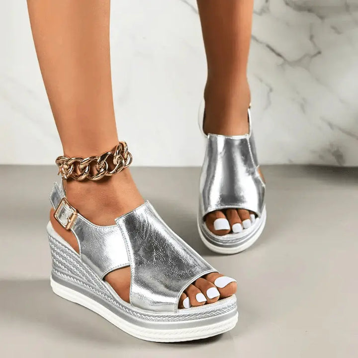 Claire | Womens Metallic Platform Comfort Sandals Luvy Boutique