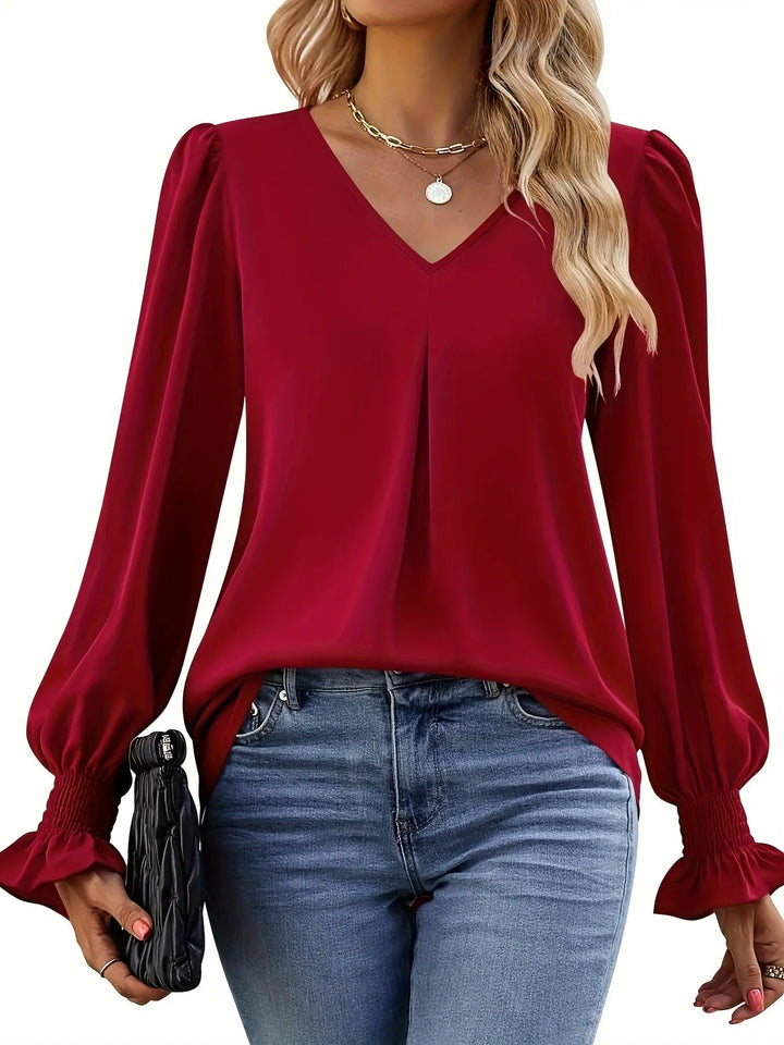 Daisy | Chic V-Neck Puff Sleeve Blouse Luvy Boutique