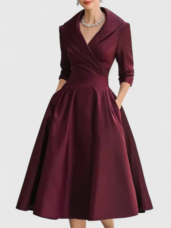 Ava | Women’s Long Sleeve Fit And Flare Dress Luvy Boutique